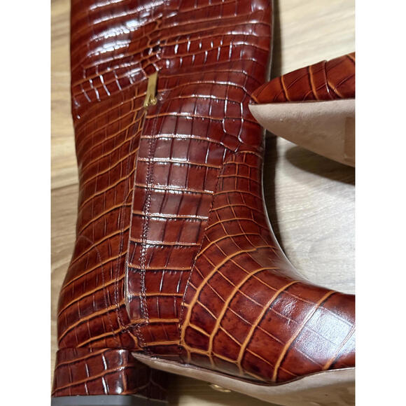 NEW! Veronica Beard Cecile Croc Embossed Knee High Boot Size 7 Regular Calf - Picture 7 of 7